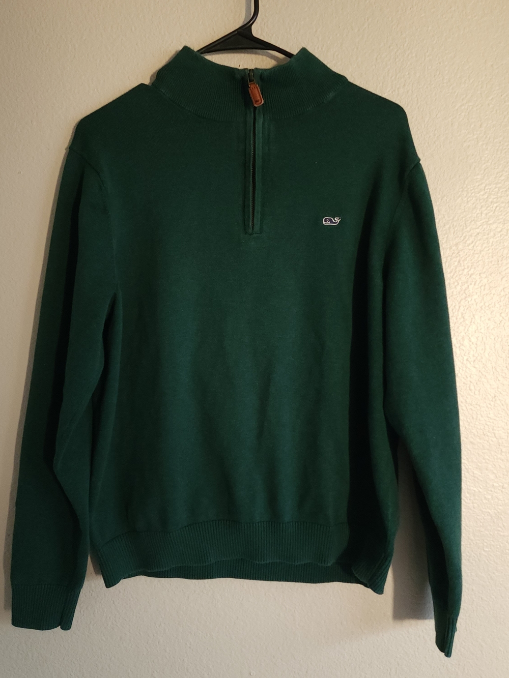 Vineyard Vines Mens Pima Cotton 1/4 Zip Sweater Starboard Green M